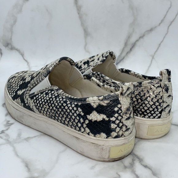 ALDO snakeskin slip ons black white sneakers - Picture 5 of 5
